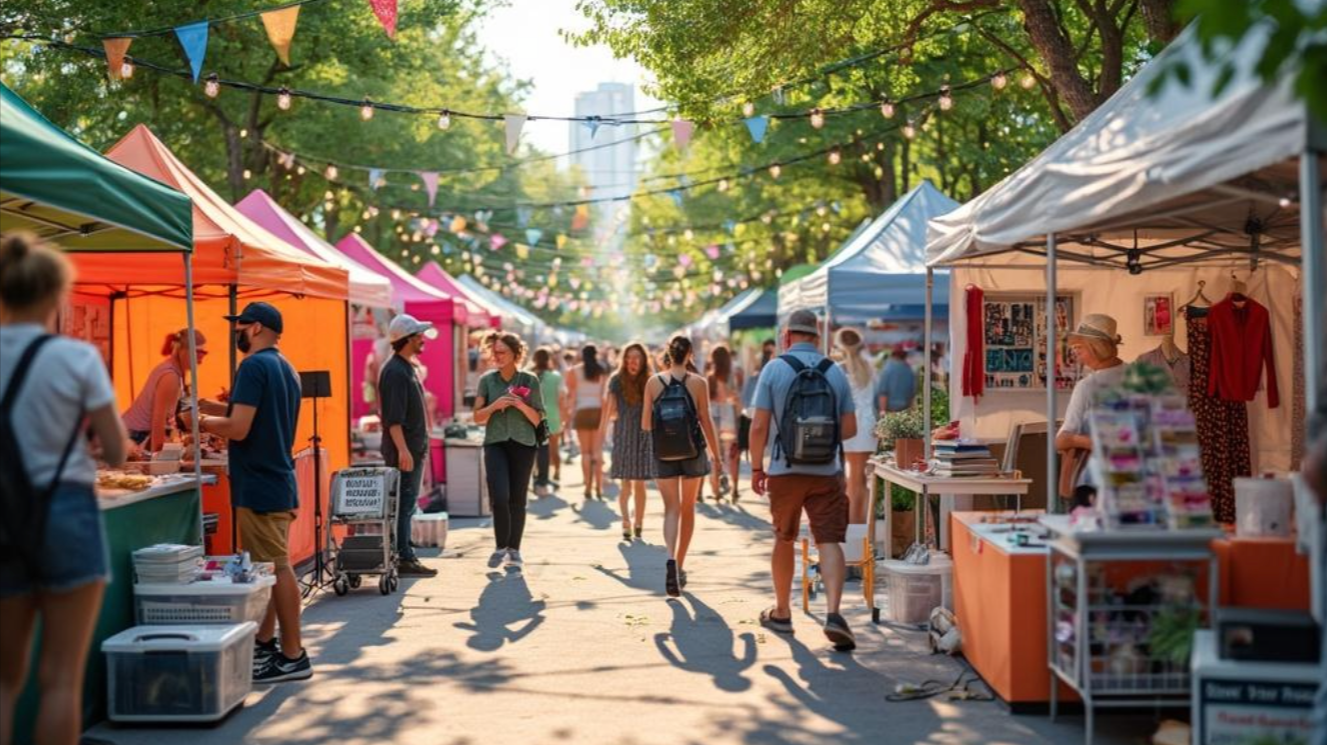 Montreal festival bustling setup