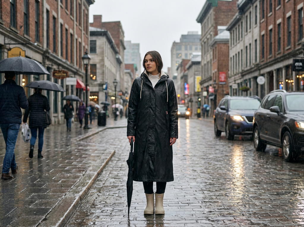 Rainy day montreal fashion