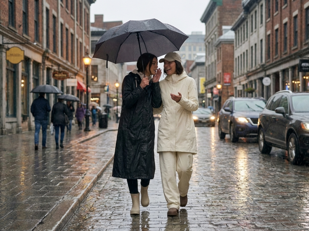 Rainy day montreal fashion