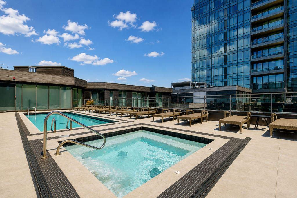 Solano rooftop terrace, pool, or common area