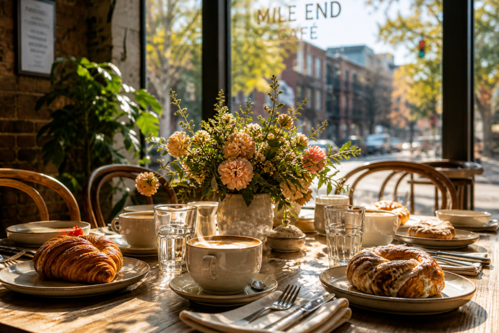 sunny morning table for group maternity photos