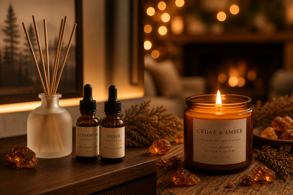 Warm ambiance with essential oils and candlelight