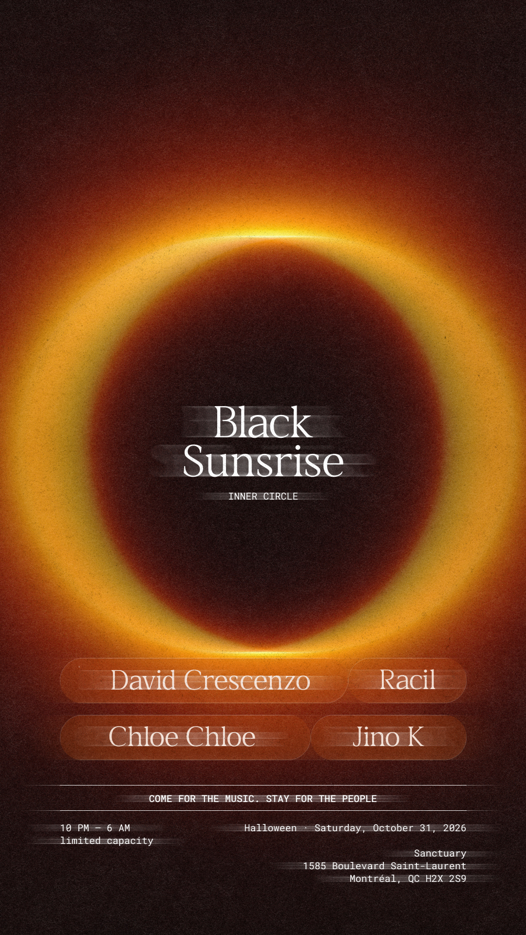 Black Sunrise: Inner Circle — Halloween 2026 promotional artwork