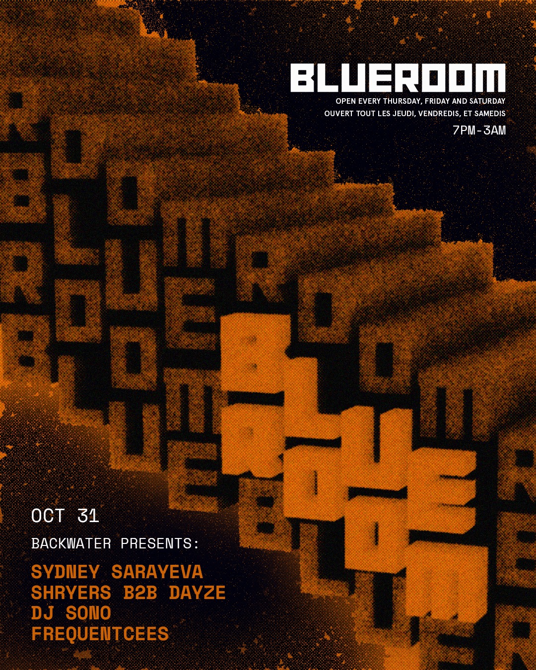BlueRoom × Waterfront: Backwater — Halloween 2026 promotional artwork